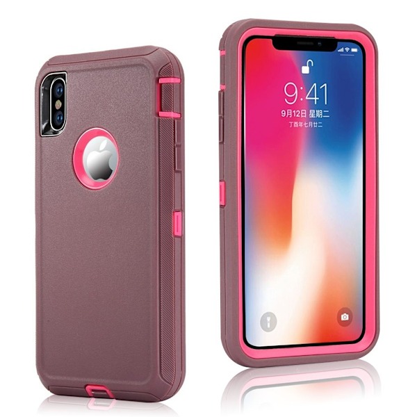 iPhone Xs Max stötsäkert hybridfodral - Kaffe / Ros multifärg