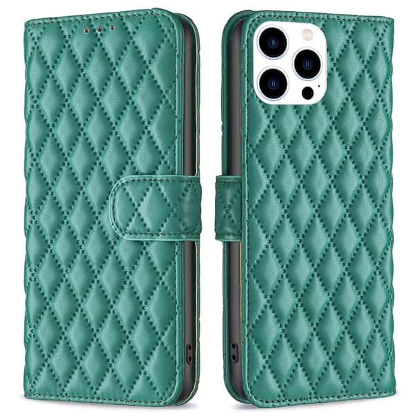 Rhombus mat iPhone 16 Pro Max flip etui - Grøn Green