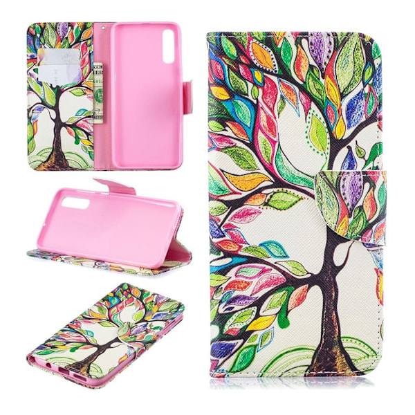 Samsung Galaxy A50 mønster læretui - Colorized treet Multicolor