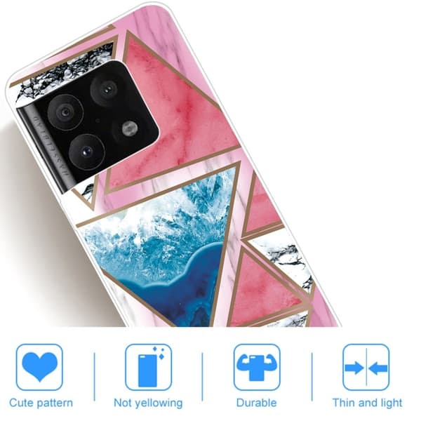 Marble OnePlus 10 Pro Etui - Hvit / Blå / Rose Trekant Multicolor