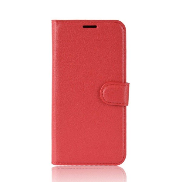 HTC U12 Plus mobiletui i lædermateriale med Litchi overflade sam Red