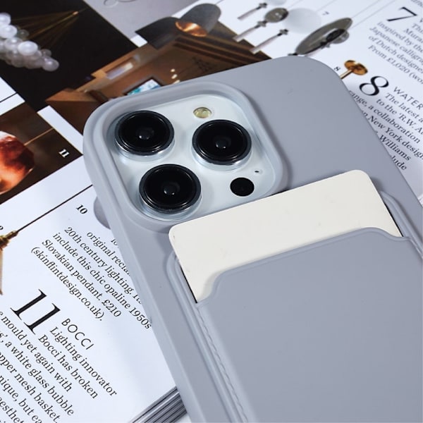 Korthållarfodral för iPhone 15 Pro - Grå Silvergrå