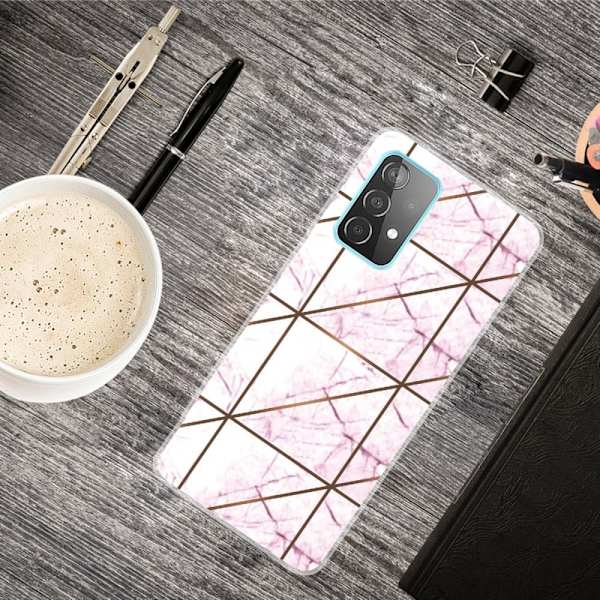 Deco Samsung Galaxy A73 Suojakotelo - White In Square Strike Marble Multicolor