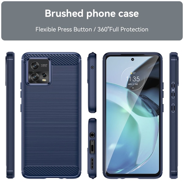 Carbon Flex Motorola Moto G72 skal - Blå Blå