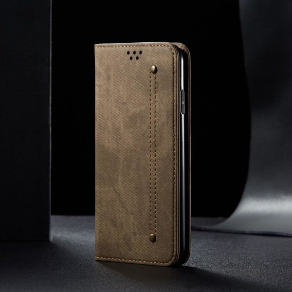 Jeans Xiaomi 12 Pro flip case - Khaki Brown