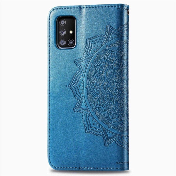 Mandala Samsung Galaxy A71 5G nahkakotelo - Sininen Blue