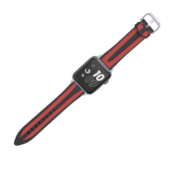 Apple Watch Series 4 40mm dual Striber silikone Urrem - Sort / Rød Black