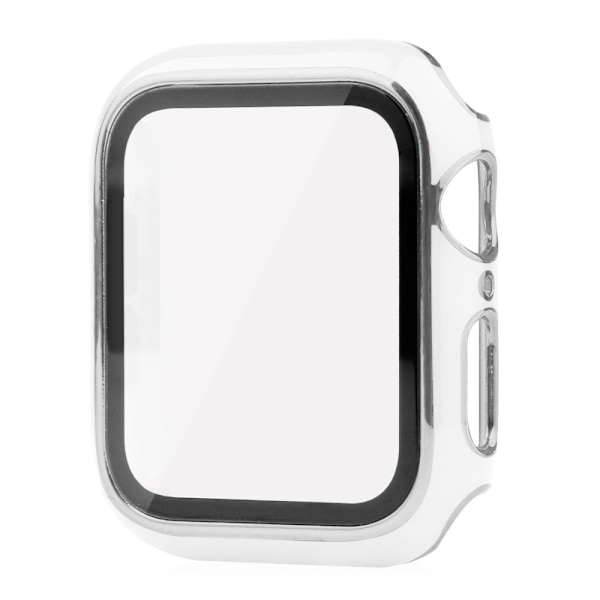 Apple Watch SE 2022 (44mm) dual color electroplating cover with tempered glass - White / Silver Vit