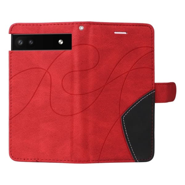 Texturerat läder Google Pixel 6a fodral med handledsband - Röd Röd