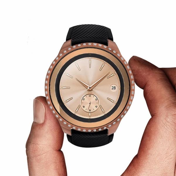Samsung Galaxy Watch (42mm) dekorram med strassstenar - Roséguld Rosa