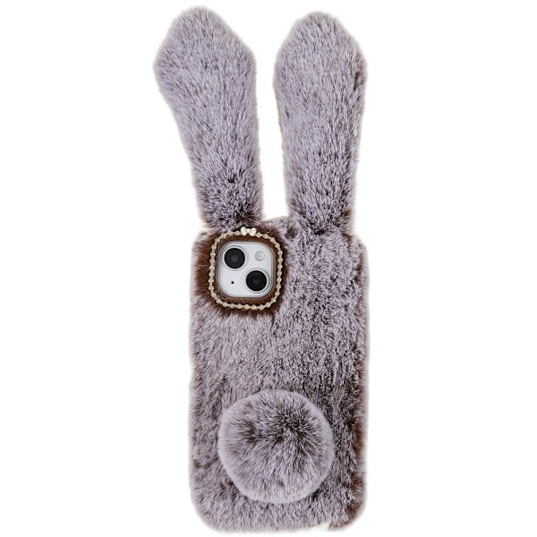 Fluffy Rabbit iPhone 14 Plus skal - Brun Brun