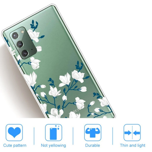 Deco Samsung Galaxy Note 20 skal - Vit Blomma Vit
