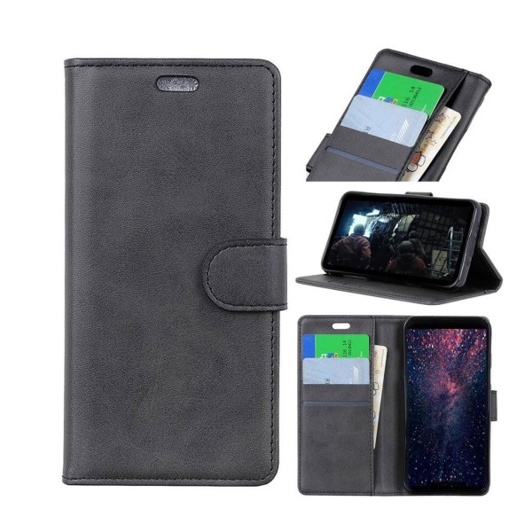 Huawei P30 Pro mat læder flip etui - Sort Black