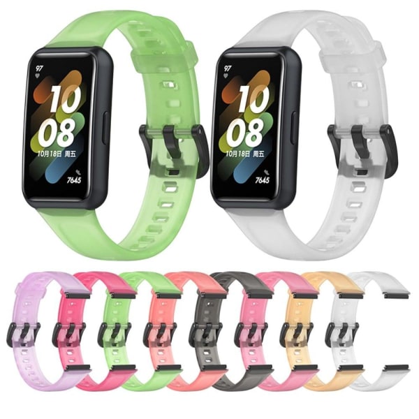 Huawei Band 7 klockarmband i genomskinlig silikon - Transparent Lila Lila