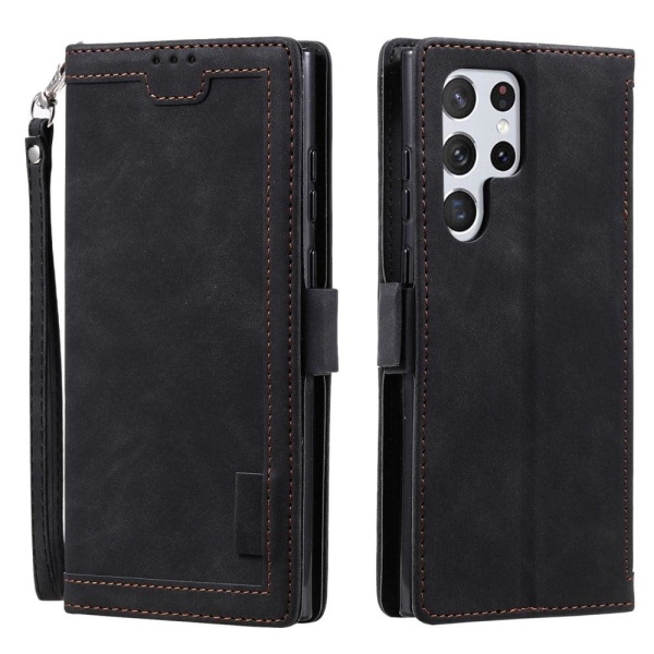 Surburbian Samsung Galaxy S22 Ultra læder flip etui - Sort Black