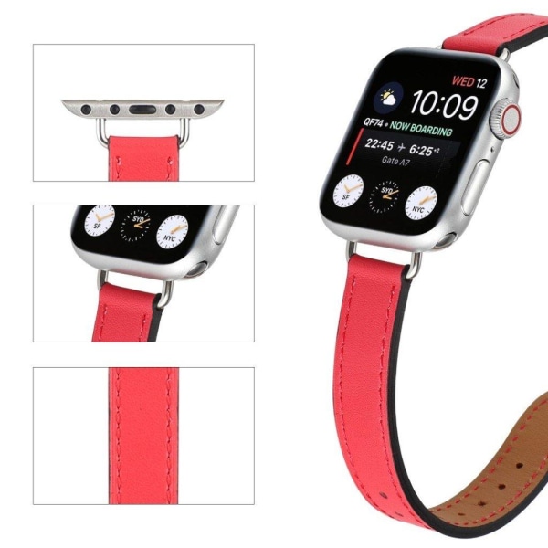 Apple Watch 40mm simple genuine leather watch strap - Red Red