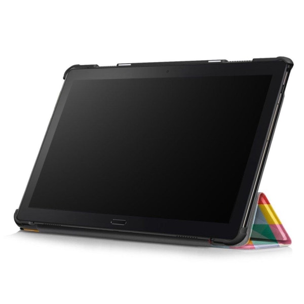 Lenovo Tab P10 läderfodral med mönster - Färgglada Triangle Rutn multifärg