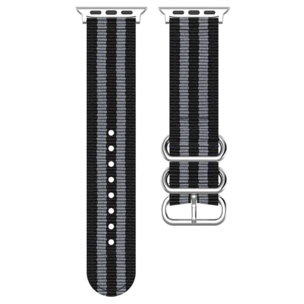 Apple Watch (41mm) urrem med tre løkker og striber - Sort / Grå Black