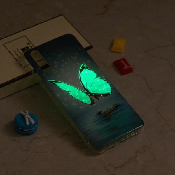 Fleksibelt etui med lysende mønster til iPhone Xr - Shining Blue Butterfly Blue
