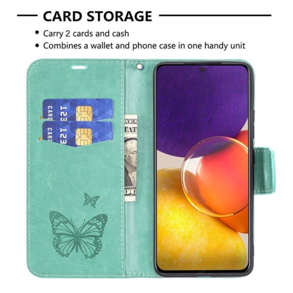 Butterfly Samsung Galaxy A82 5G Flip etui - Grøn Green