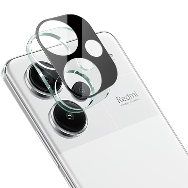 IMAK Xiaomi Redmi Note 13 Pro Plus glas kamerabeskytter med akryl linsehætte - Sort Udgave Transparent