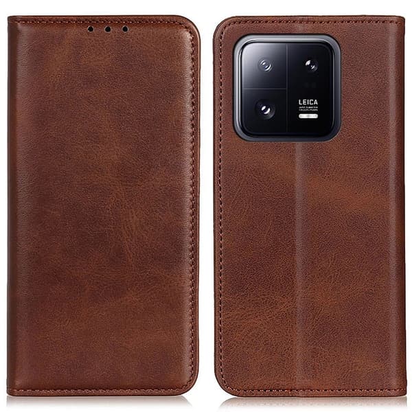 Flip Etui med Pung i Ekte Lær til Xiaomi 13 - Kaffe Brown