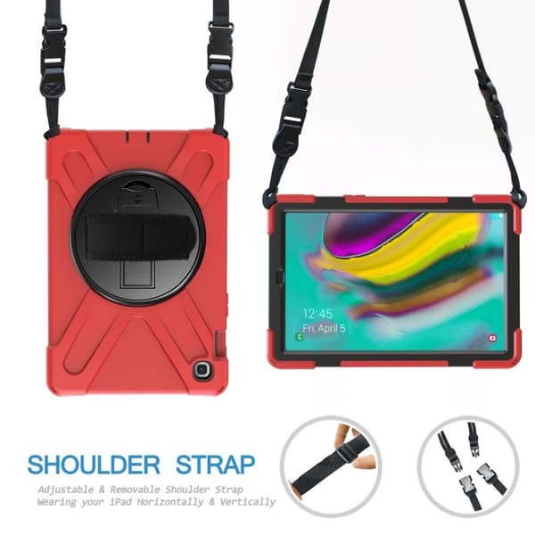 Samsung Galaxy Tab S5e 360 Graders X-Shape Silikon Combo Etui - Rød Red