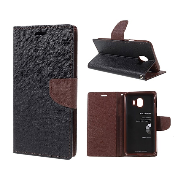 MERCURY GOOSPERY Samsung Galaxy J4 (2018) læder flip etui - Sort / Brun Black