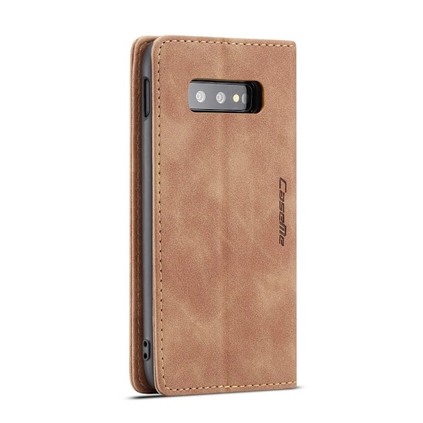 CASEME Samsung Galaxy S10e auto-absorberet læder flip etui - Brun Brown