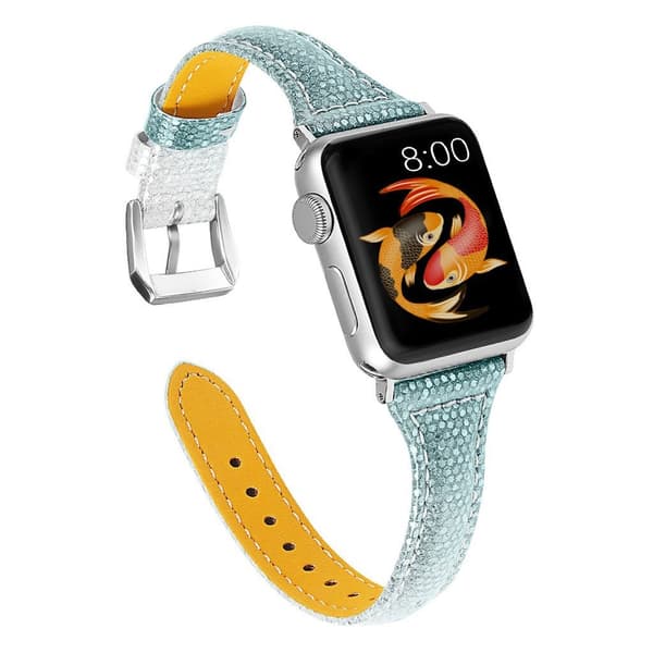 Apple Watch Series 5 44mm elegant ægte læder Urrem - Grøn Green
