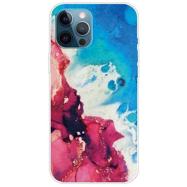 Marble design iPhone 14 Pro cover - Stænk Af Rødt Og Blåt Multicolor