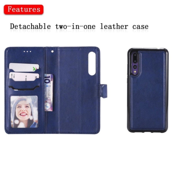 Huawei P20 Pro löstagbart läderfodral - Blå Blå