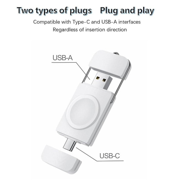 Apple Watch Series 8 (45mm) / (41mm) Type-C og magnetisk USB trådløs uroplader White