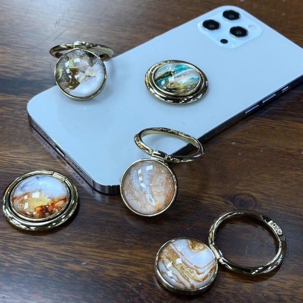 Universal marble pattern phone ring stand - Silver and Rays of G Silver grey