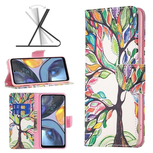 Wonderland Motorola Moto G22 flip kuoret - Elämän Puu Multicolor
