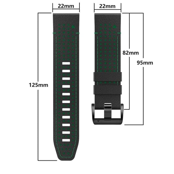 Garmin Fenix 7 / 7 Pro kellonhihna 22mm nahka + silikoni - Musta + Punainen Red