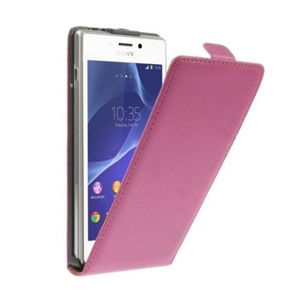 Winther (Rosa) Sony Xperia M2 Äkta Läder Flip-Fodral Rosa