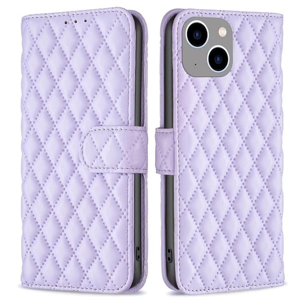 Rhombus mat iPhone 14 Plus flip etui - Lilla Purple