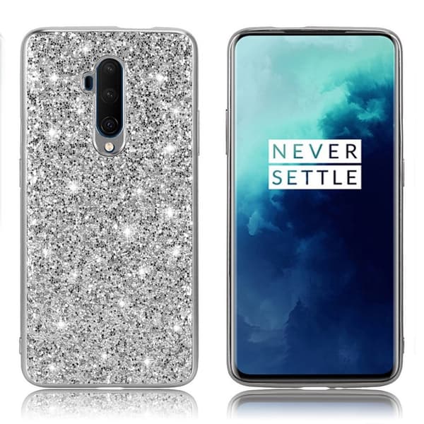 Glitter OnePlus 7T Pro deksel - Sølv Silver grey