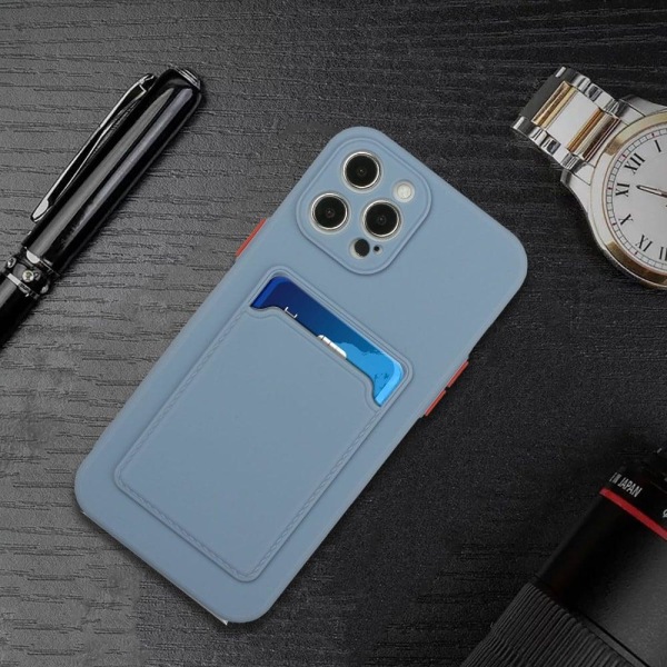 iPhone 13 Pro Max skal med korthållare - Blå Blå