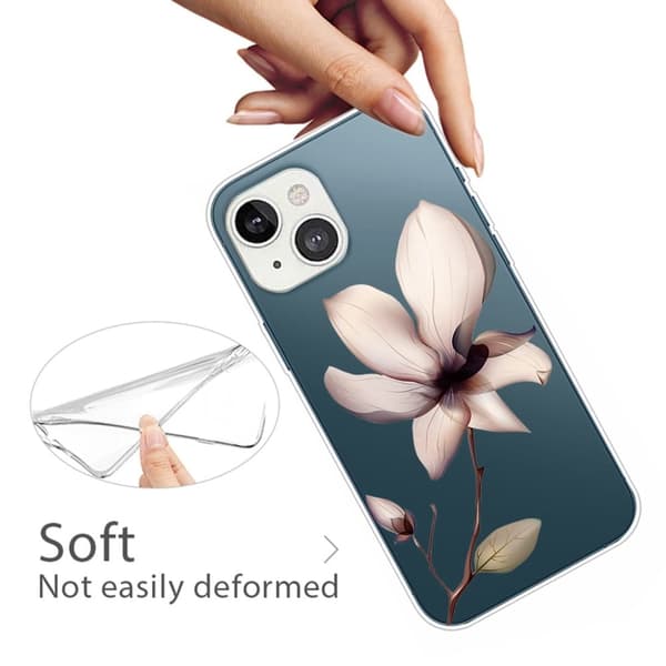 Deco iPhone 14 Plus deksel - Blomster Silver grey