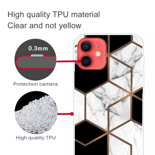 Marble iPhone 13 Mini Suojakotelo - Marble Cube In Black And Valkoinen Multicolor