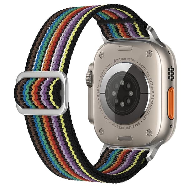 Breathable Nylon Strap Apple Watch Series 41mm - 40mm - 38mm Wrist Band - Rainbow Multicolor