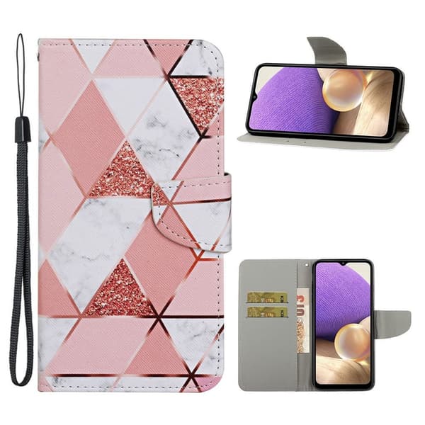 Wonderland Samsung Galaxy A32 Läppäkotelo - Marble Grain Pink