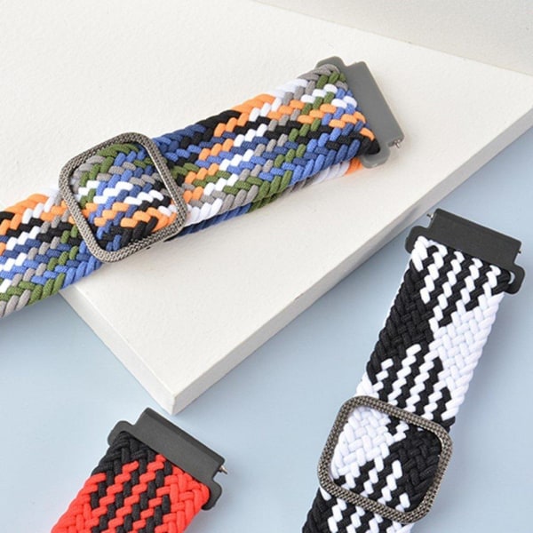 22m Universal braid pattern watch strap - Black / White Multicolor
