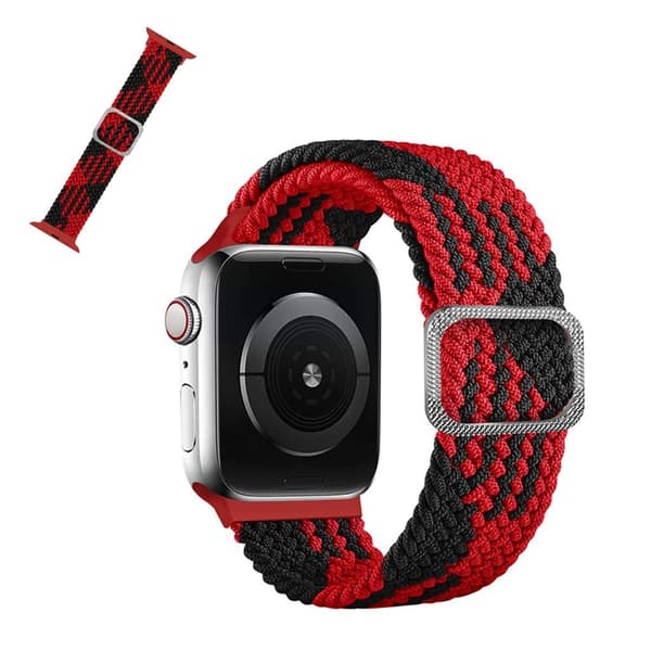 Apple Watch 40 mm urrem med nylonmønster - Rød Og Sort Red