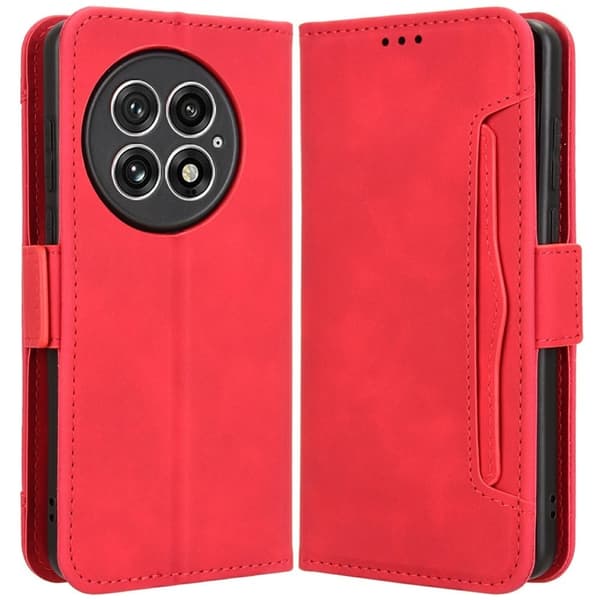 OnePlus 13 moderni nahkainen lompakkokotelo - Punainen Red