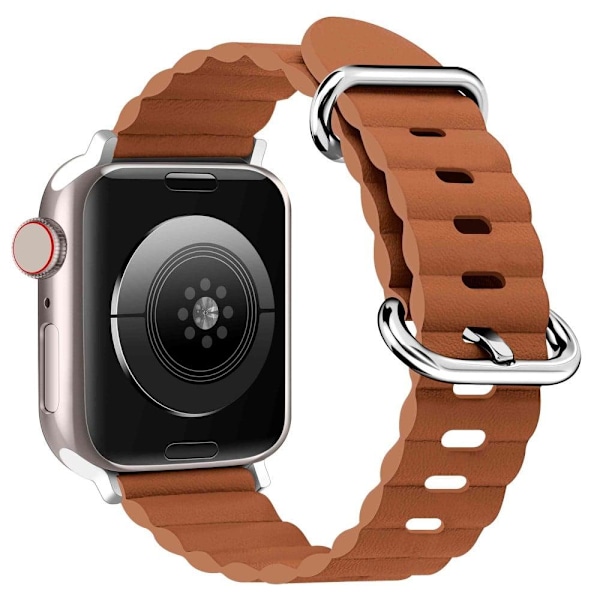 Apple Watch Series 8 (41mm) klockarmband i äkta läder - Gyllene Brun Rosa