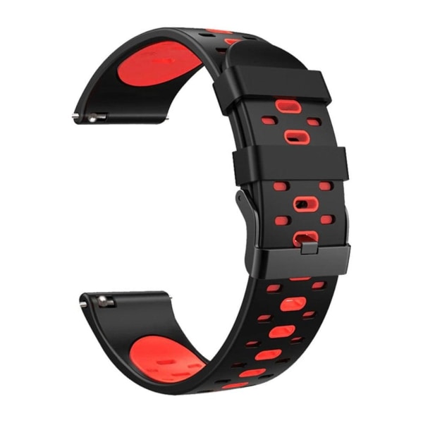 22mm Universal bi-color silicone watch strap - Black / Red Svart