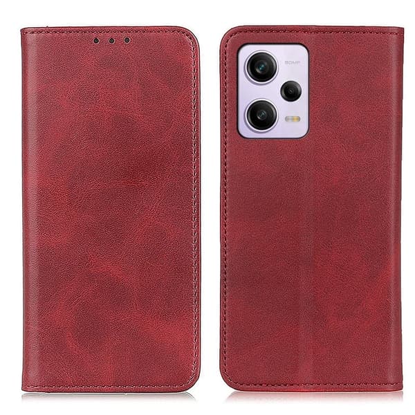 Flip Etui med Pung i Ekte Lær til Xiaomi Redmi Note 12 Pro Plus - Rød Red